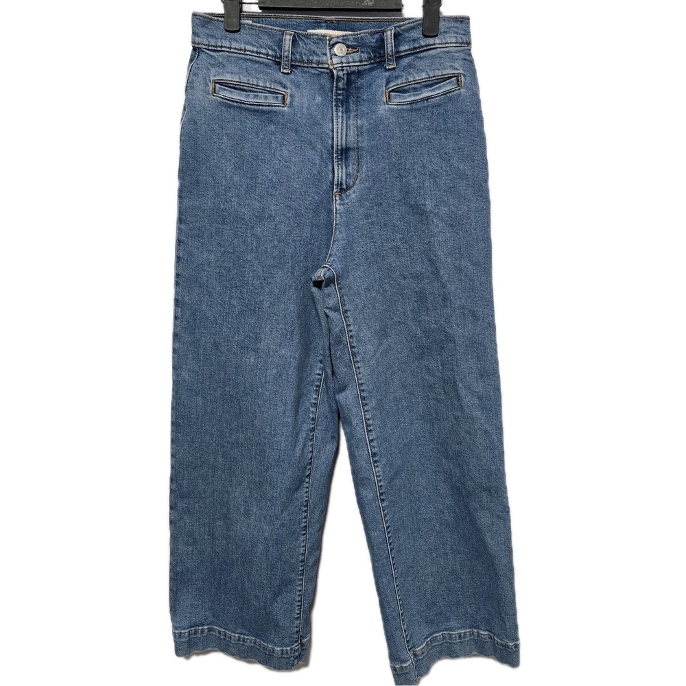 Levis Women‎ Size 29 x 28 Ribcage Crop Jeans Premium Denim Cotton Medium Blue